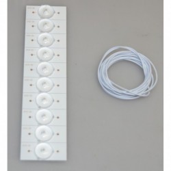 SINGLE 3V LED STRIP WITH BOARD (LOT OF 10) (DOUBLE SIDED TAPE & WIRE INCLUDED)