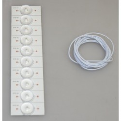 SINGLE 6V LED STRIP WITH BOARD (LOT OF 10) (DOUBLE SIDED TAPE & WIRE INCLUDED)