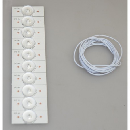 SINGLE 6V LED STRIP WITH BOARD (LOT OF 10) (DOUBLE SIDED TAPE & WIRE INCLUDED)