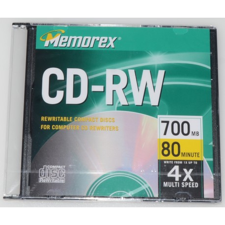 MEMOREX CD-RW REWRITABLE COMPACT DISC 700MB, 80MIN, 4X MULTI SPEED