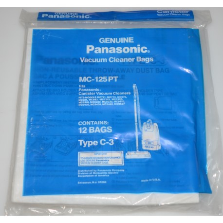 PANASONIC MC-125PT VACUUM CLEANER BAGS MC125PT (12 BAGS)