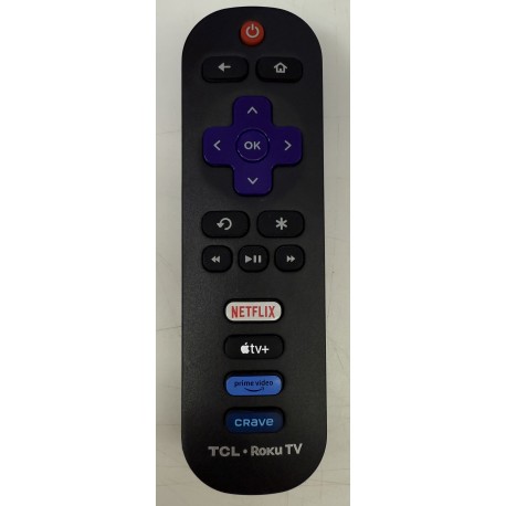 TCL NETFLIX/APPLE TV/PRIME VIDEO/CRAVE ROKU REMOTE (NEW)