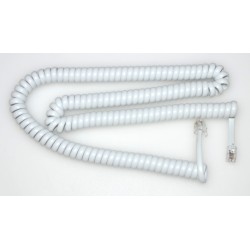 Coiled Telephone Cord, White - New