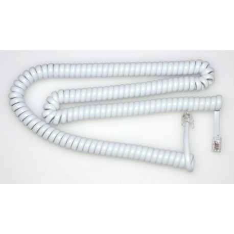 Coiled Telephone Cord, White - New