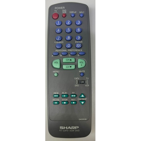 GA035SB SHARP REMOTE (TV,DVD,VCR,CATV) - NEW
