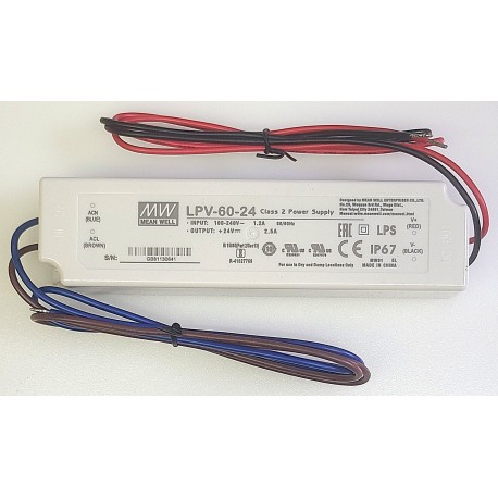 MEAN WELL LPV-60-24 POWER SUPPLY LPV6024 (+24V, 2.5A) NEW