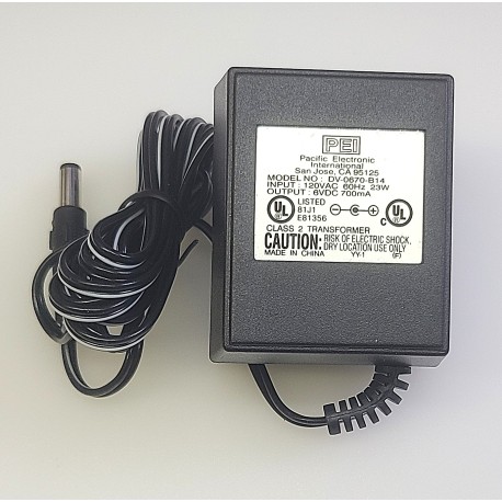 PACIFIC ELECTRONIC DV-0670-B14 AC ADAPTER DV0670B14 (6V, 700mA)
