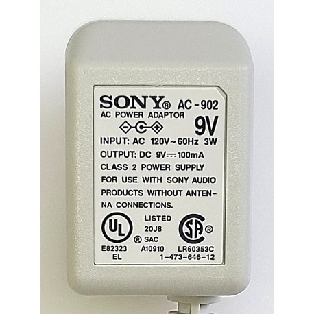 SONY AC-902 ADAPTOR AC902, 1-473-646-11, 147364611 (9V, 100mA)