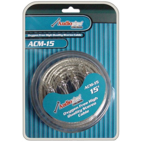 Audiopipe ACM-15 Oxygen Free High Heat Resistant RCA Cables for Amplif