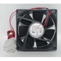 Youbright KD1208PTB 80x80x25mm case fan w/ 4-pin connector, DC12V, 0.1